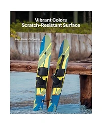Hikeen Water Skis Kids Water Ski Trainers Adjustable Bindings Double Handle Rope and Removable Stabilizing Bar Training Waterskis