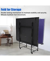 Xo Portable 9FT/8FT Table Tennis Table, Foldable Ping Pong Table with Net, Paddles and Balls, Quick Assembly Indoor Outdoor Game Set