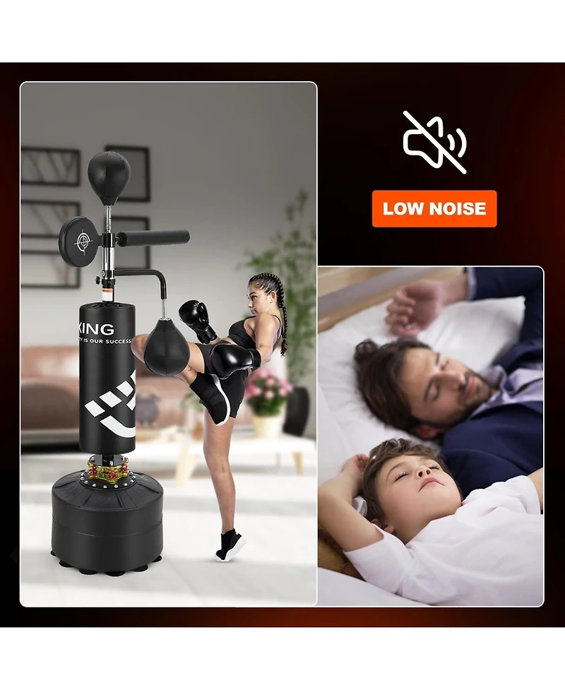 Xo 5-in-1 Punching Bag with Stand, Freestanding Heavy Boxing Bag with Suction Base, Adjustable Training Equipment for Mma Kickboxing Home Gym