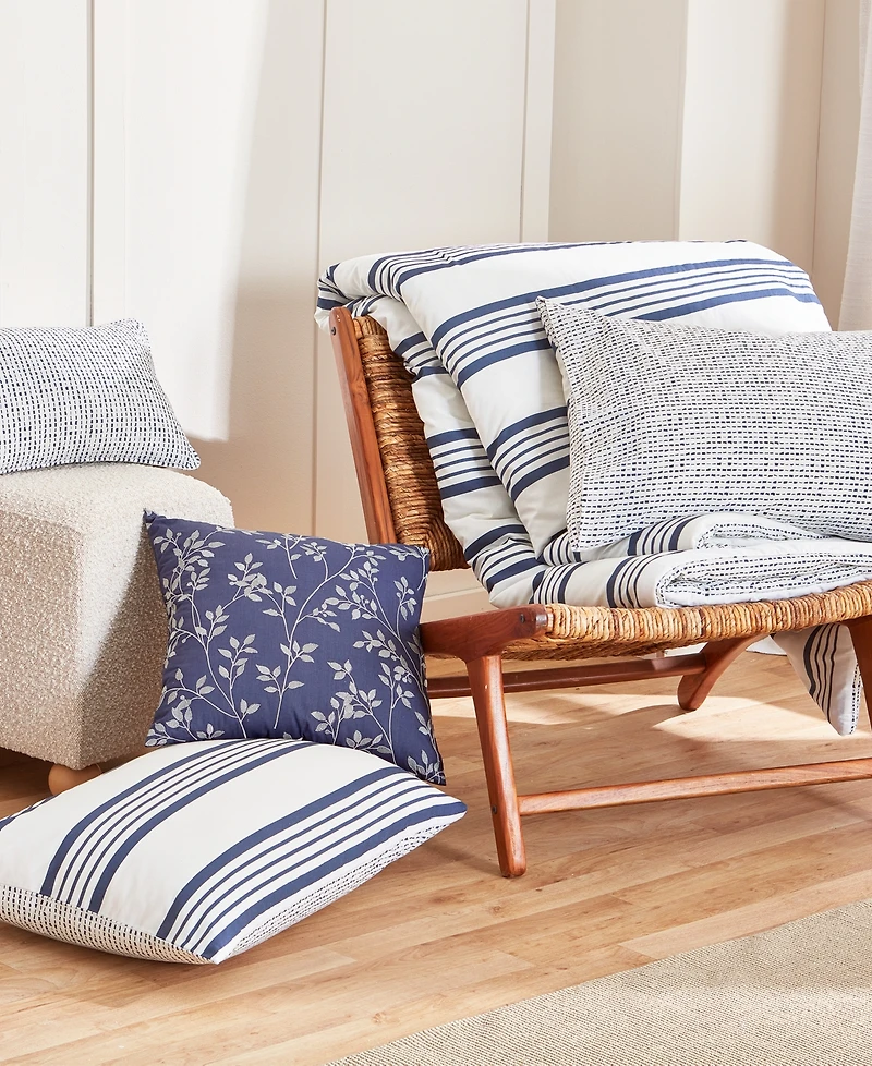 Anne Klein Archer Stripe Cotton Blend -Piece Comforter Set