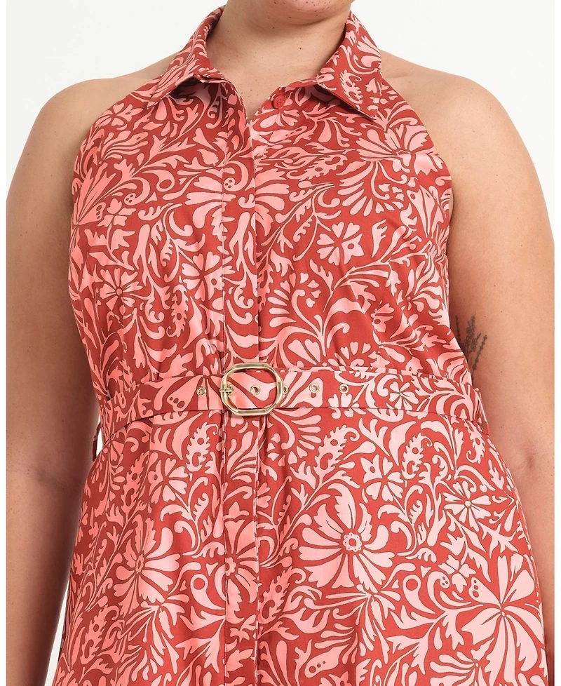 Estelle Women's Bellavie Floral Button-Front Belted Mini Dress