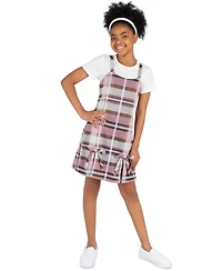 Rare Editions Girls' 7-16 Plaid Pleated Short-Sleeve Top and Dress, 2-Piece Set