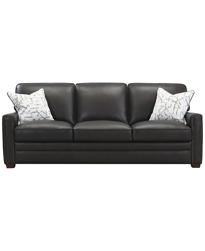 Gaspare 90" Leather 3-Seat Sofa, Macy's Exclusive