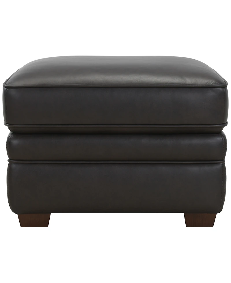 Gaspare 26" Leather Ottoman, Macy's Exclusive