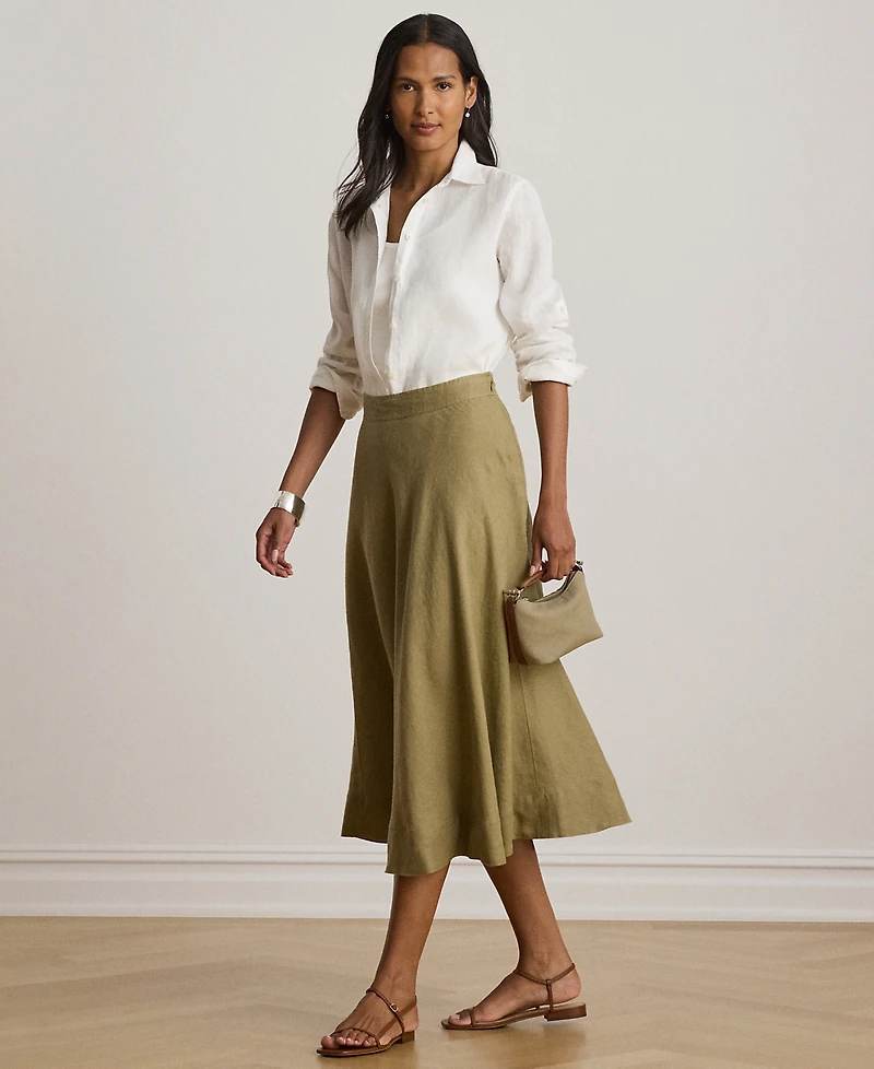 Lauren Ralph Petite Drapey A-Line Midi Skirt