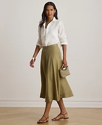 Lauren Ralph Petite Drapey A-Line Midi Skirt