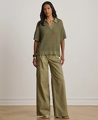 Lauren Ralph Petite Mesh Short-Sleeve Sweater