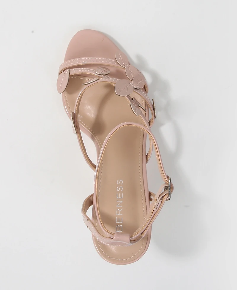Berness Women's Hayden Petal Upper Ankle Strap Stiletto Heel Sandals
