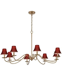 Franklin Iron Works Marinec 42" Wide Soft Gold 8-Light Chandelier with Red Shades