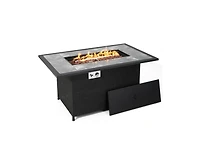 Mondawe 52 Inch Rattan Wicker Propane Fire Pit Table with Rain Cover and Lava Rock