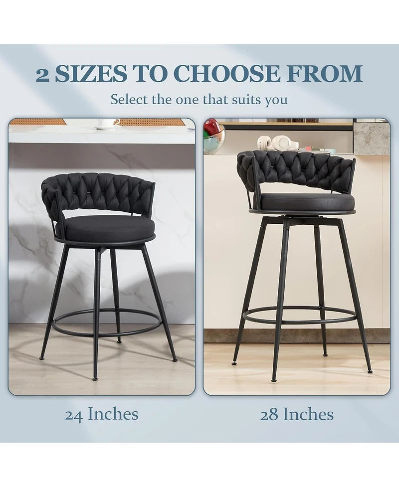 Dyhome 24" Bar Stools Set of 3, 360degree(s) Swivel Modern Counter Height
