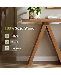 Tribesigns 63" Solid Wood Console Table with M-Shaped Base, Farmhouse Sofa Table for Entryway, Hallway, Living Room, Behind Sofa