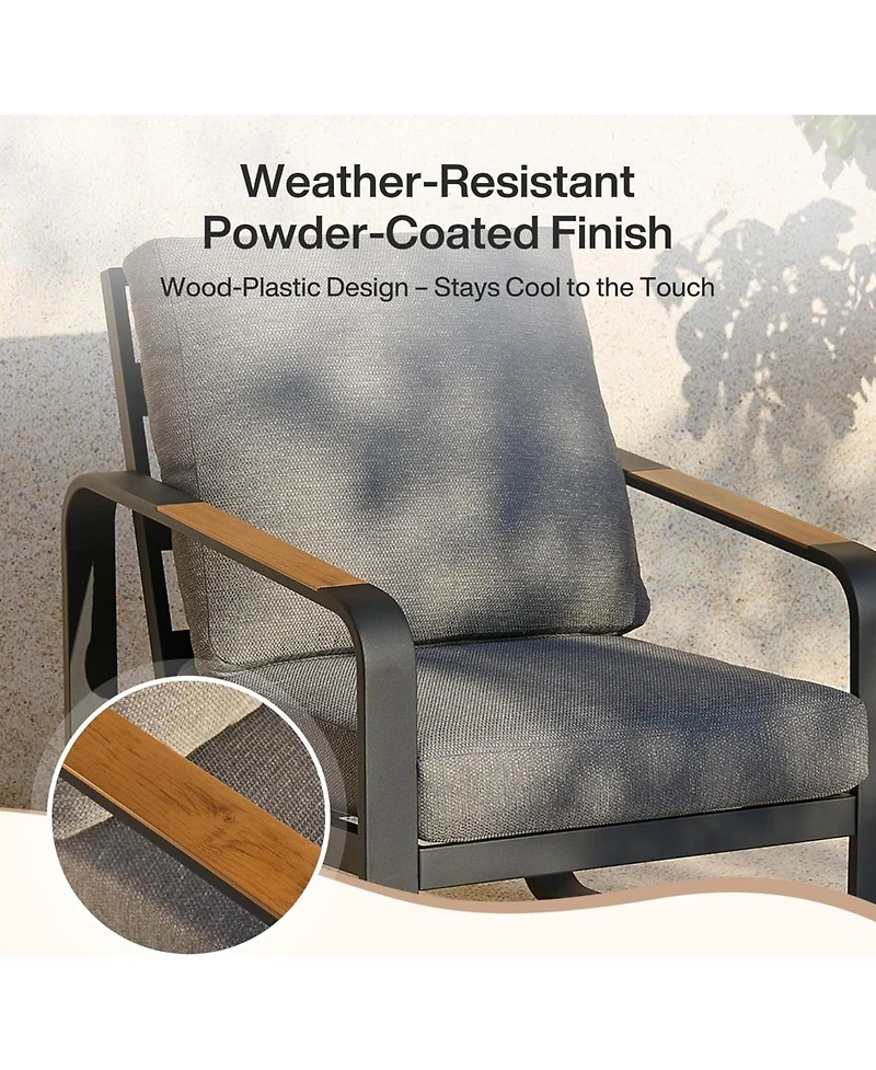 Tribesigns 3-Piece Outdoor Patio Furniture Set with 2 Armchairs and 1 Side Table,Metal Frame with 6'' Thick Cuushions, Outdoor Conversation Set Brand