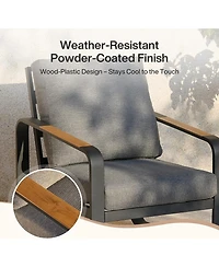 Tribesigns 3-Piece Outdoor Patio Furniture Set with 2 Armchairs and 1 Side Table,Metal Frame with 6'' Thick Cuushions, Outdoor Conversation Set Brand