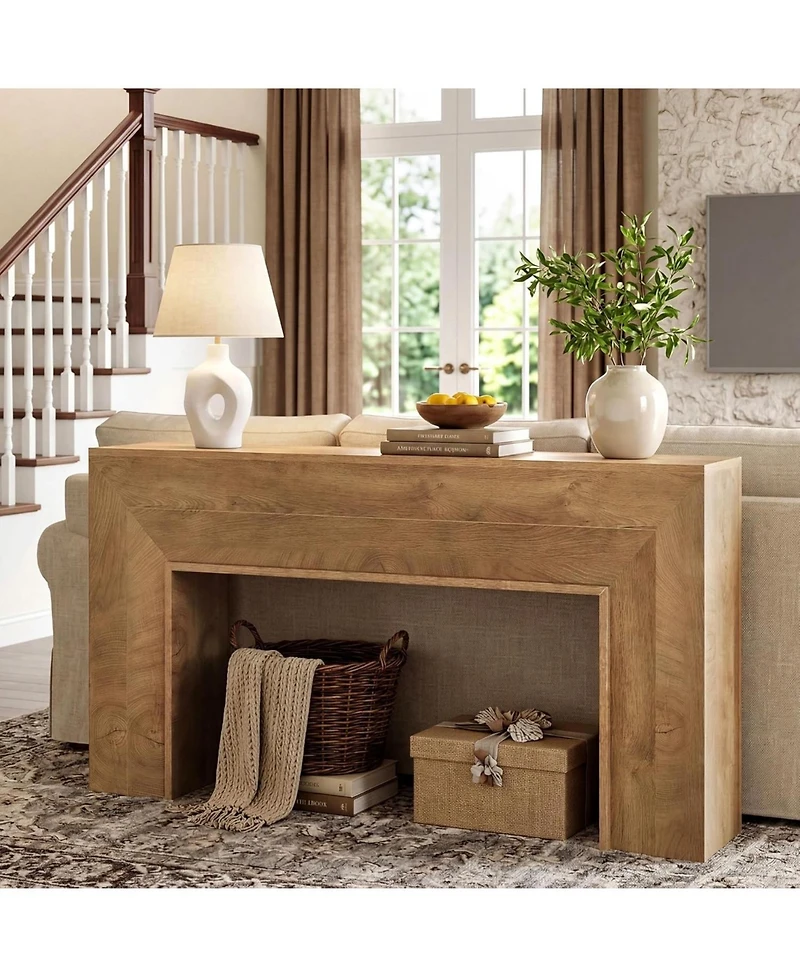 Tribesigns Farmhouse Entryway Table, 63-Inch Narrow Sofa Console Table Behind Couch