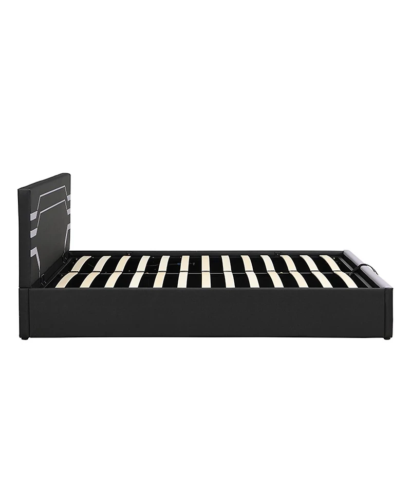 Streamdale Furniture Modern Queen Hydraulic Storage Gaming Bed Frame, Cyberpunk Design