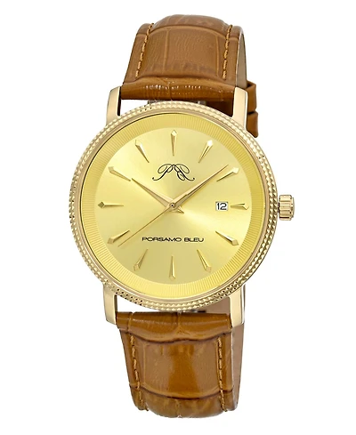 Porsamo Bleu Men's Veritas 2 Genuine Leather Band Watch 1362FVEL
