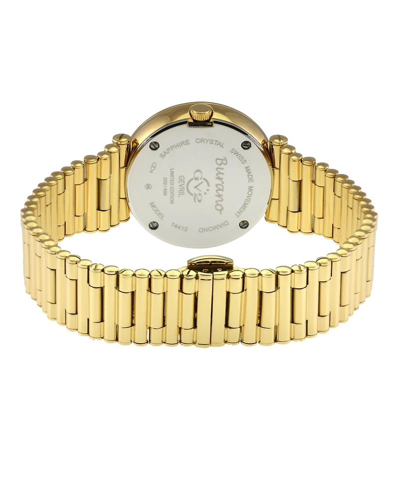 GV2 by Gevril Women's Burano Swiss Quartz Diamond Ip Stainless Steel Bracelet Watch