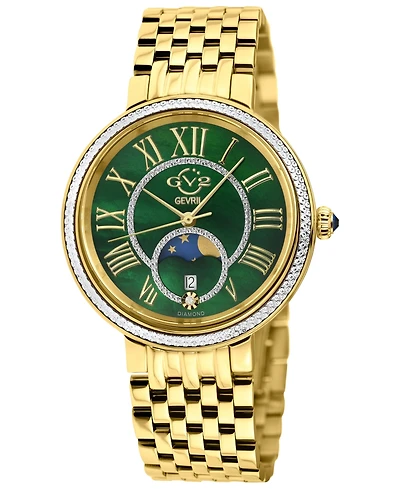 GV2 by Gevril Women's Milan Swiss Quartz Diamond Ip Stainless Steel Bracelet Watch'