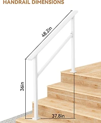 gaomon 2-Pack Adjustable White Metal Hand Rails for Outdoor Steps 4-Step Stair Railing Kit Weatherproof and Comfortable Grip for Concrete