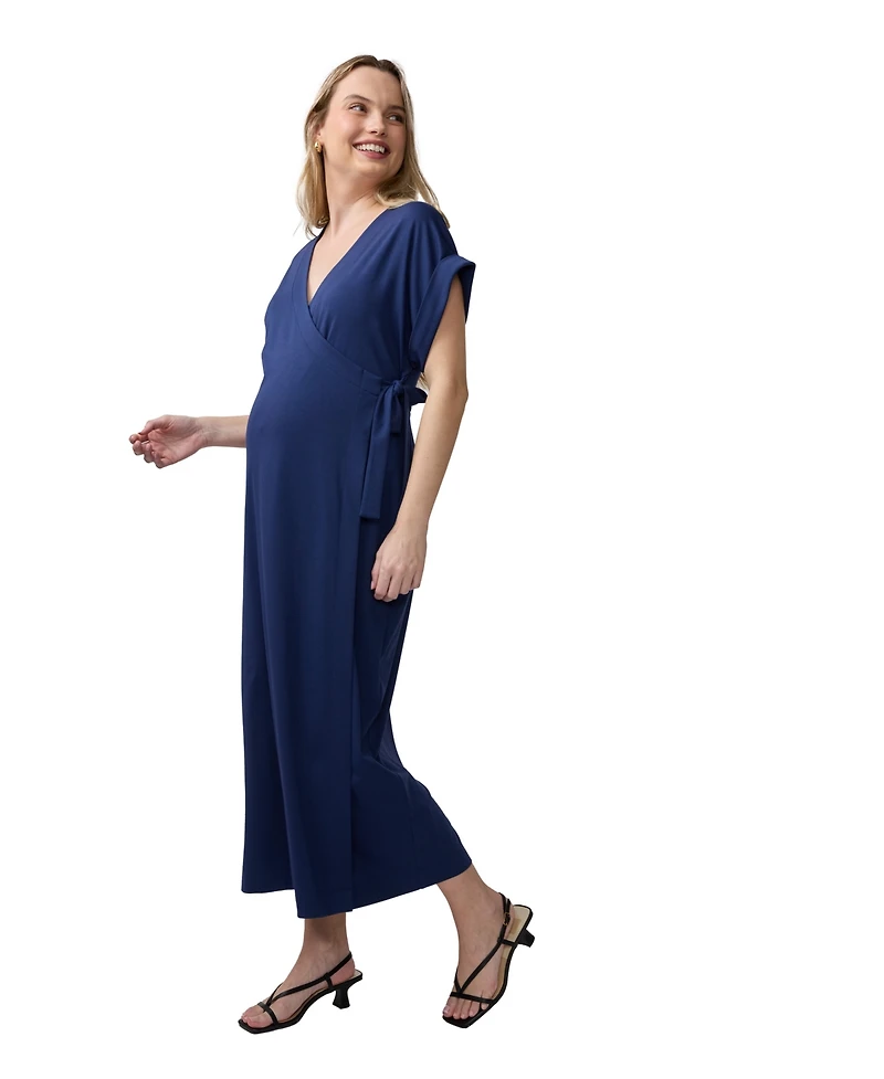 Ingrid + Isabel Maternity Short Sleeve Wrap Knit Dress