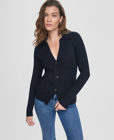 Dkny Jeans Women's Long-Sleeve Polo Cardigan