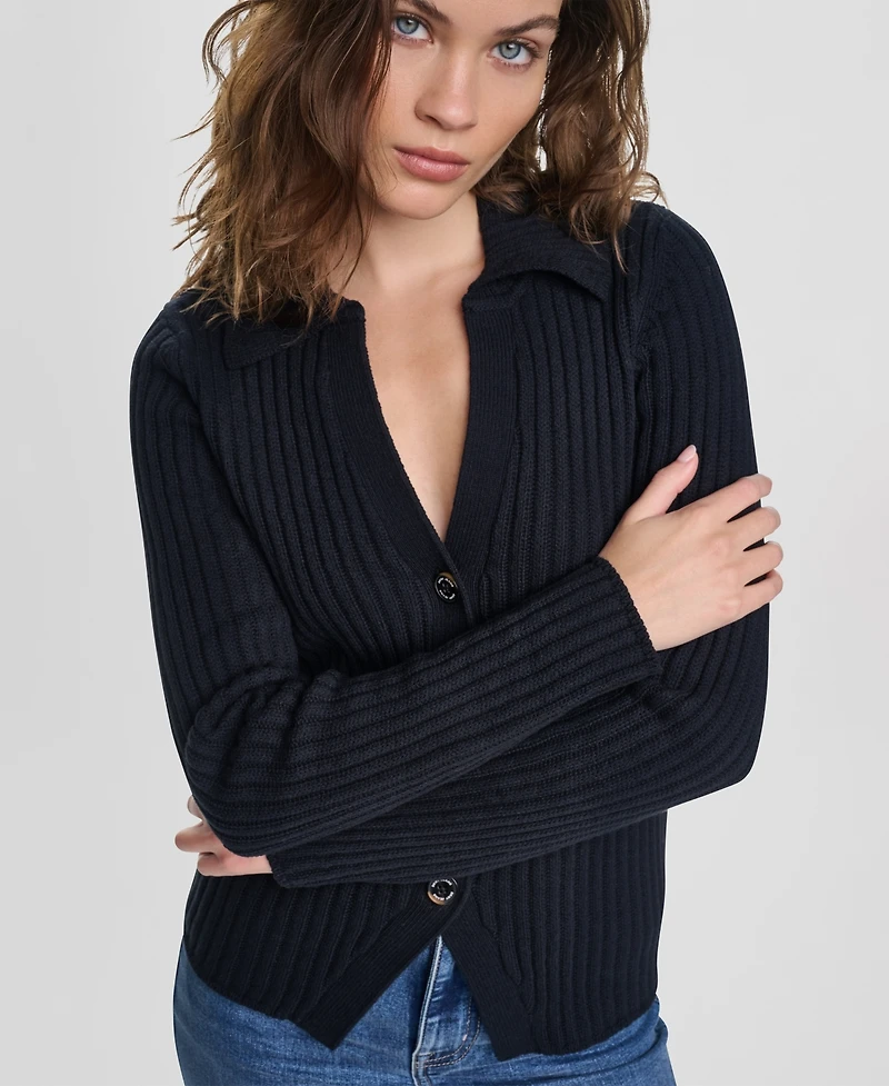Dkny Jeans Women's Long-Sleeve Polo Cardigan