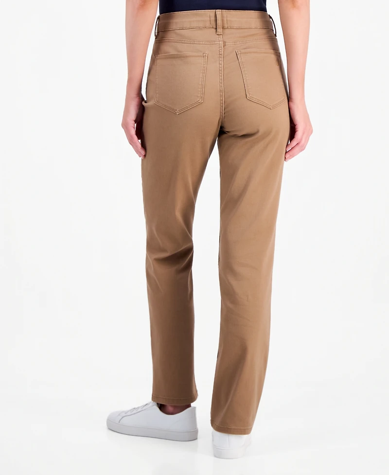 Nautica Women's Bay Sateen Straight Mid-Rise Pants