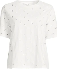 Lands' End Women's Short Sleeve Eyelet Crewneck T-Shirt