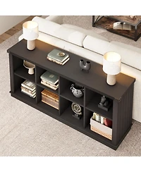 Gaomon 8 Cube Farmhouse Book Shelf, 2-Tier Storage Freestanding Bookcase Cabinet for Living Room, Entryway