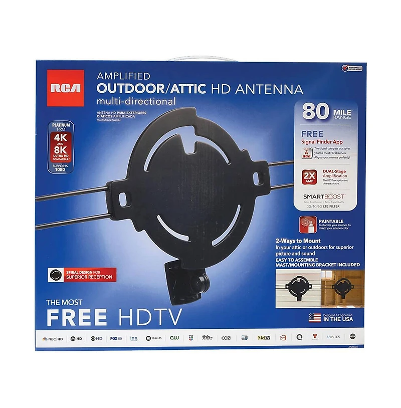 Rca Amplified Outdoor Attic Hdtv Antenna Multi-Directional Long Range - ANT860E