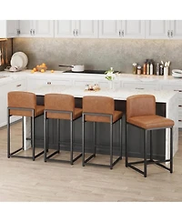 homfan 4/6 Bar Stools, modern counter-height chairs with back, footrest, and faux leather-ideal for kitchen islands bars