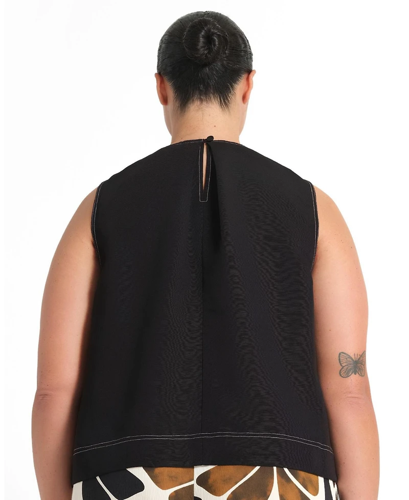 Estelle Women's Shae Linen Contrast Crew Tank Top