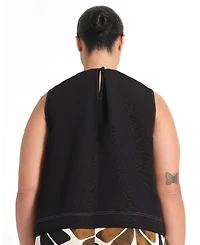 Estelle Women's Shae Linen Contrast Crew Tank Top