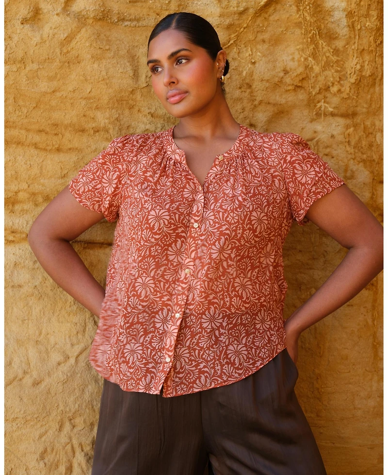 Estelle Women's Bellavie Relaxed Floral Button-Front Top