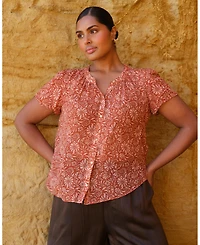 Estelle Women's Bellavie Relaxed Floral Button-Front Top