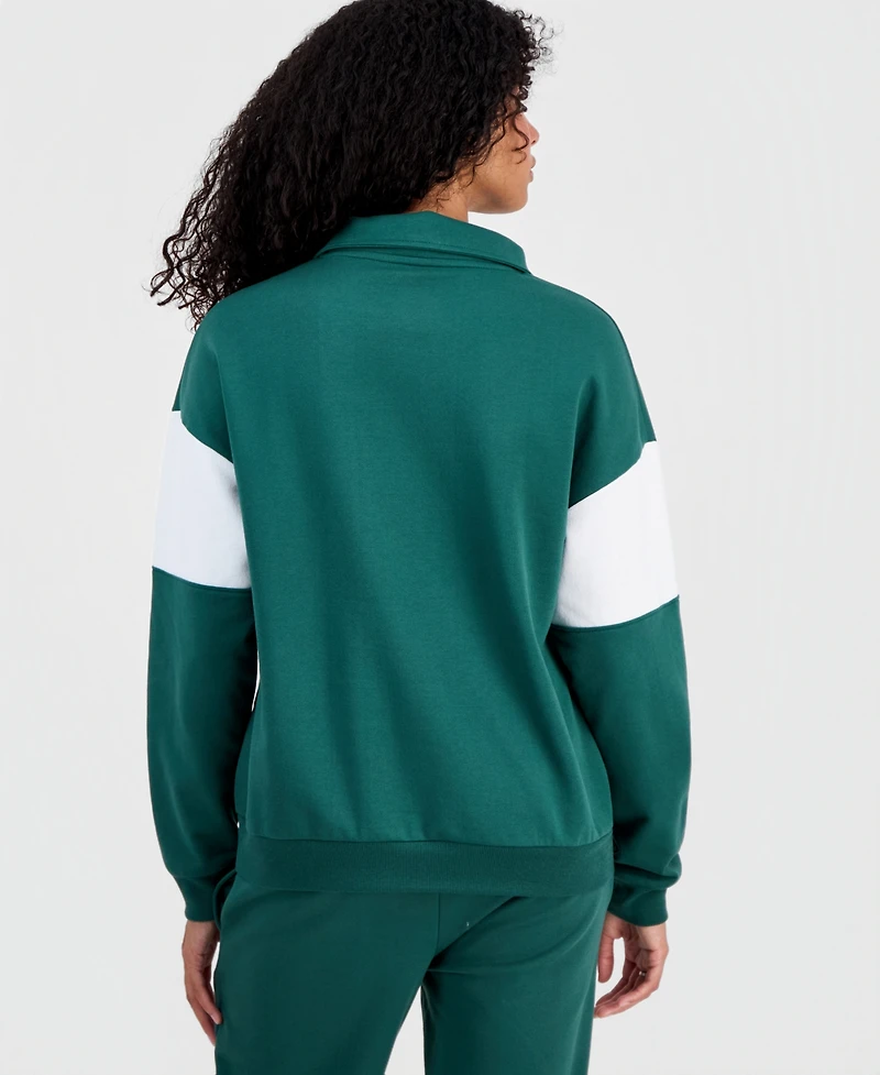 Peanuts Juniors' Snoopy Varsity Quarter-Zip Fleece Pullover Sweatshirt