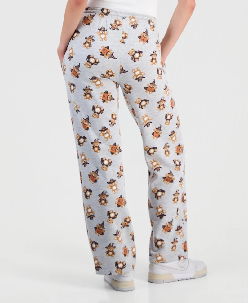 Love Tribe Juniors' Halloween Teddy Bear Straight-Leg Sweatpants