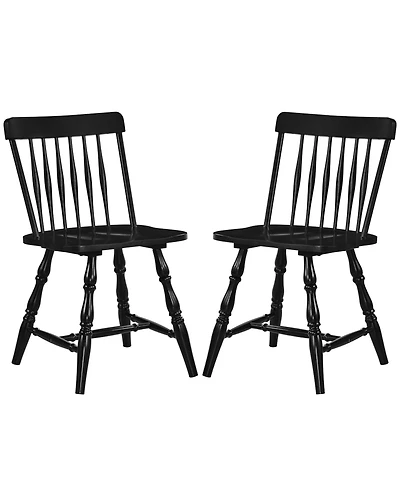 Costway Windsor Dining Chairs with Turned Legs Curved Spindle Back for Living Room