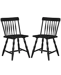 Costway Windsor Dining Chairs with Turned Legs Curved Spindle Back for Living Room