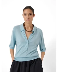 Hush Women's Fine Knit Short Sleeve Polo Top