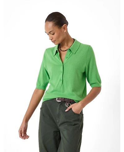 Hush Women's Fine Knit Short Sleeve Polo Top