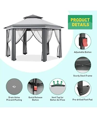 gaomon 13' x 13' Hexagonal Pop Up Gazebo Canopy Shelter For Backyard, Garden, Lawn