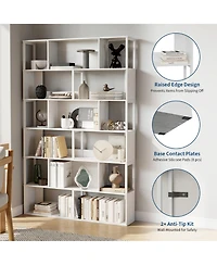 gaomon Modern 6-Tier Geometric Standing Bookshelf, Bookcase for Living Room Storage