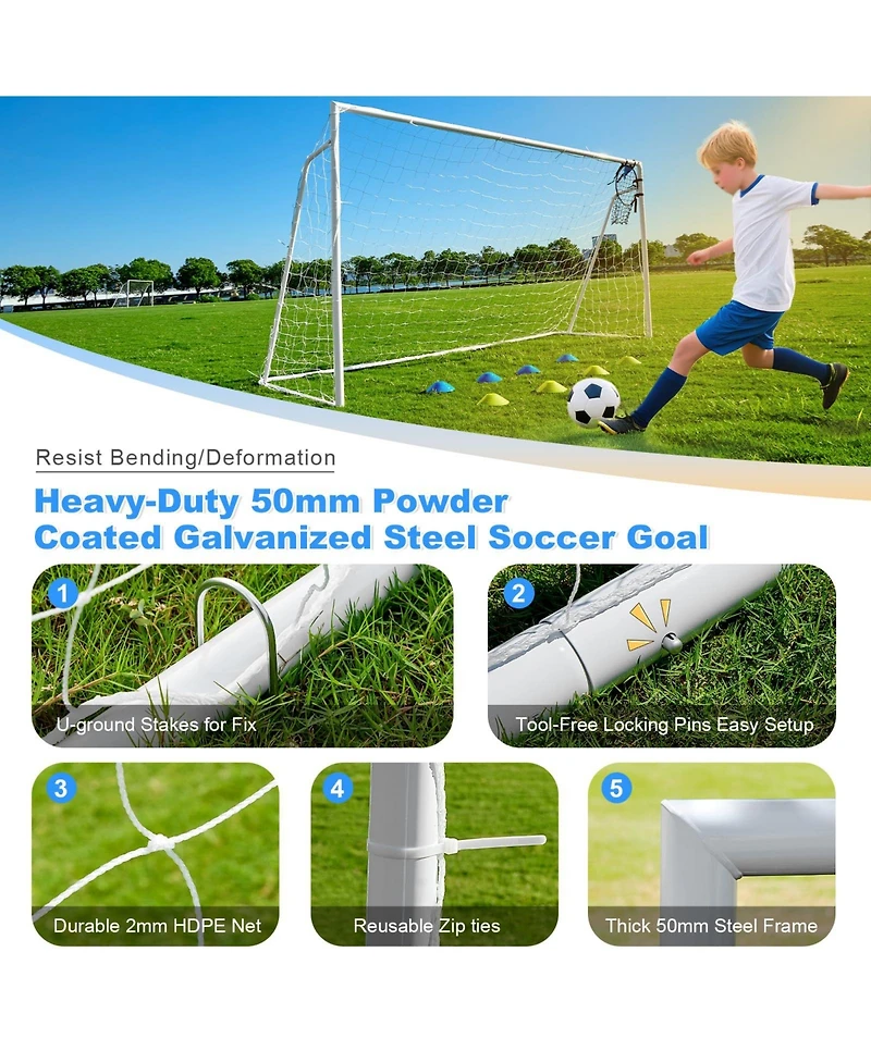 Gnuadz Soccer Goal Backyard Metal 8x6ft Training Equipment Outdoor Sports Gifts