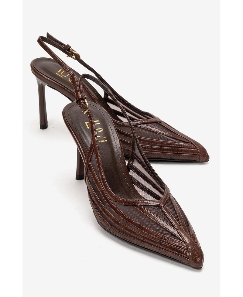 Prologue Shoes Women's Eleana Slingback Mesh Stiletto Pump