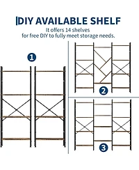 gaomon Industrial Bookcase, 4-Tier Large Bookshelf with Unique Tree Design Shelves, Heavy-Duty Open Storage Shelf with Steel Frame