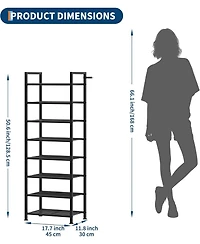 gaomon 8-Tier Slim Shoe Rack Metal Frame With Non-Woven Fabric Shelves, Adjustable Design Perfect For Entryways, Bedrooms And More
