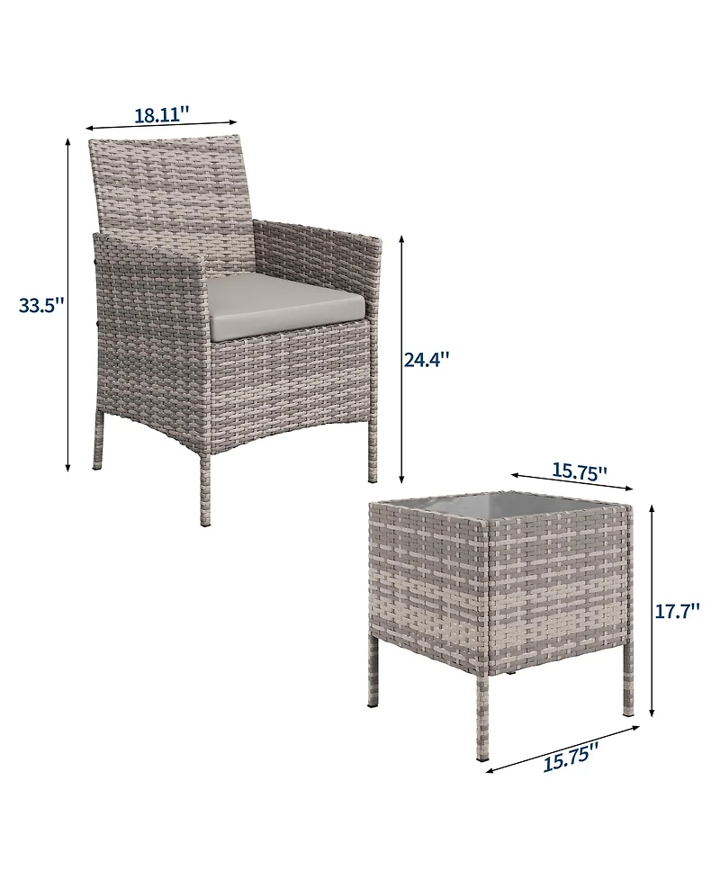 gaomon 3-Piece Outdoor Furniture Set, Pe Rattan, All-Weather Patio Set for Garden Backyard Porch