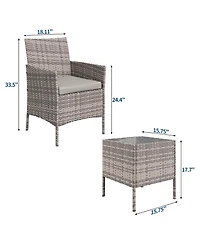 gaomon 3-Piece Outdoor Furniture Set, Pe Rattan, All-Weather Patio Set for Garden Backyard Porch